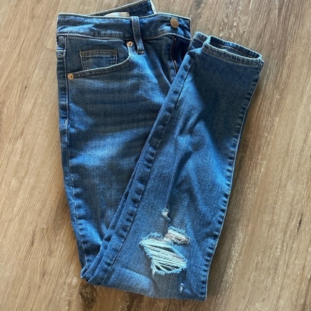 High Rise Skinny Ripped Jeans